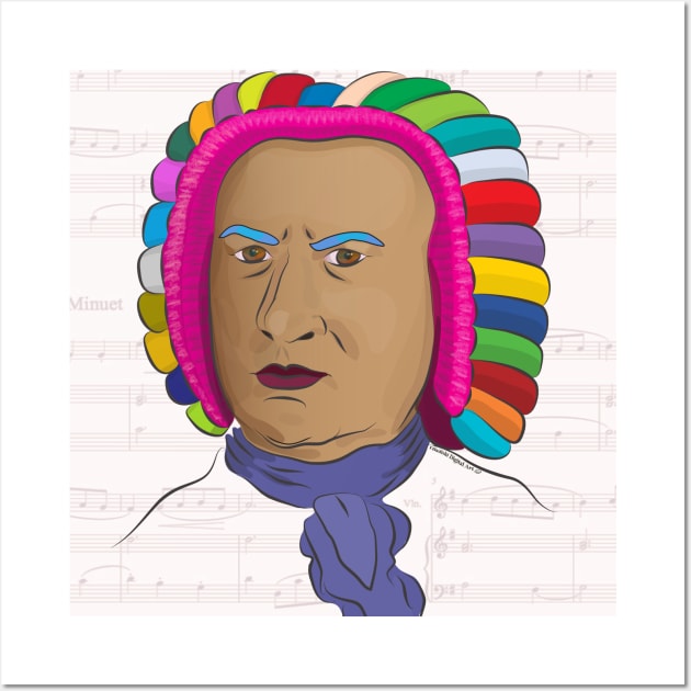 Johann Sebastian Bach in a Colorful Wig and a Tan - Pop Art Wall Art by ibadishi